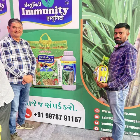 Farmers at the Immunity stall at a farmer fair